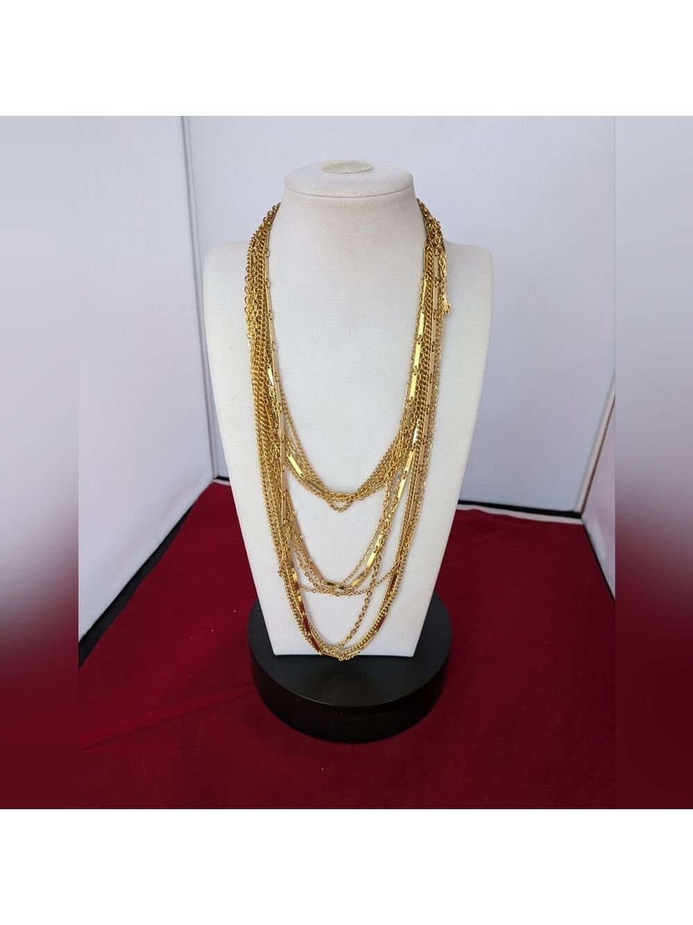 Classic Statement Multi Chain Necklacevelegant Gold Tone Chains Of Various Style